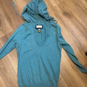 American Eagle Outfitters Teal V-Neck Sweater